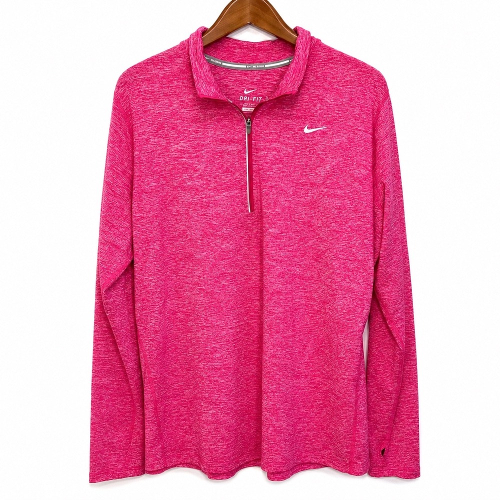 Nike Running Dri-FIT Half Zip Pullover Pink Heathered 747058-616 Womens 1X